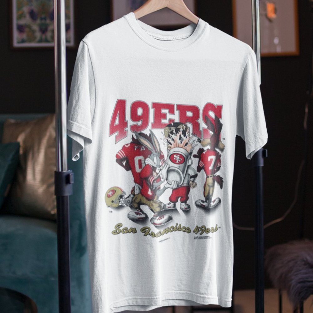 Vintage san francisco 49ers looney tunes tasmania devil bug bunny 90s shirt tee